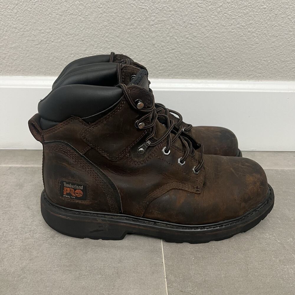 Timberland PRO Pit Boss Mens Size 9.5 Brown 6 Inch Steel Toe Work Boots Shoes